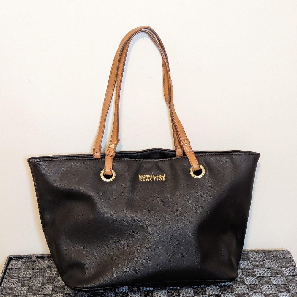 Black Tan Kenneth Cole Tote - Picture 2 of 5